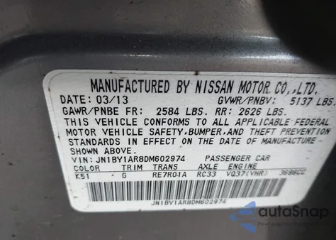 2013 Infiniti M37 X from USA, damaged, VIN JN1BY1AR8DM602974